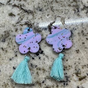 Pastel Purple and Teal Tassel Earrings